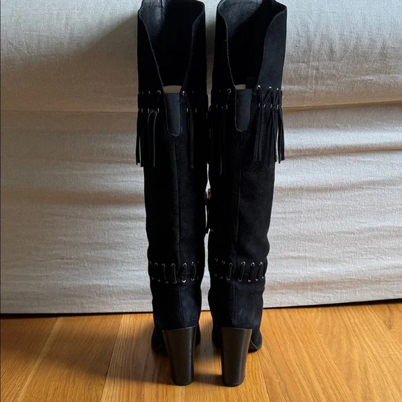 Rebecca Minkoff Black Over the Knee Fringe Boots, 8 - Picture 3 of 9